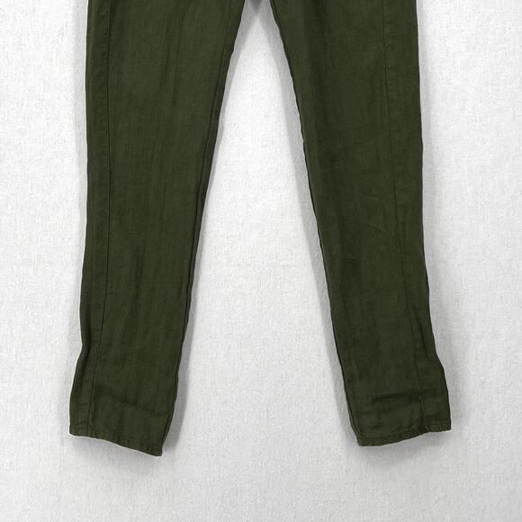 LINENFOX Nova Linen Trouser Womens XXS Olive Green Tapered Pull On Casual Beach - Picture 9 of 13